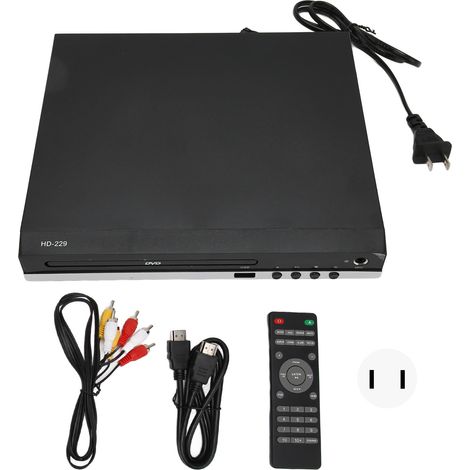 Lecteur DVD Mini 1080P avec Sortie AV et Télécommande, Interface Multimédia HD, Port USB, Alimentation 110‑240V, Prise US (1/5)