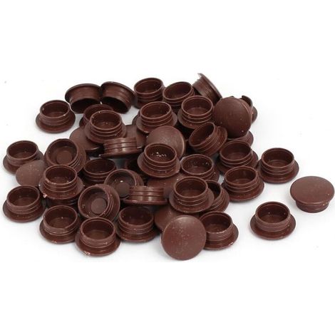 Bouchons de vis filetés en plastique de 12 mm de diamètre, marron, lot de 50