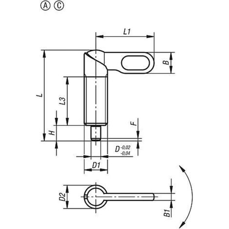 KIPP Sperrriegel M20 D=8 Form A Griff unbeschichtet Stahl (1/2)