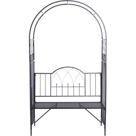 Arche à rosier banc de jardin JULES noir (1/5)