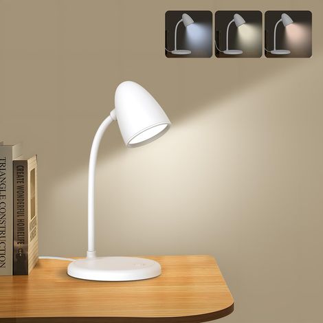 Lampada da scrivania LED per Home Office —— 3 temperature di colore regolabili, luce da lettura da comodino, ideale per la camera da letto (Bianca)