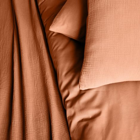 Ropa de cama de gasa de algodón terracota (1/2)