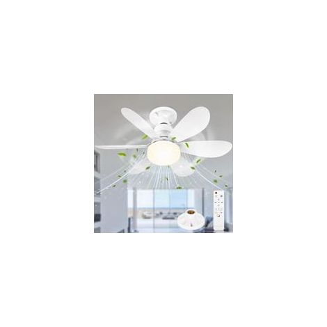 ACKERMAN Ventilateur Plafond avec Lumière Dimmable 52cm, Petit Lustre Ventilateur Silencieux 6 Pales, 3 Vitesses, Timing, Télécommande LED pour Chambre et Salon.