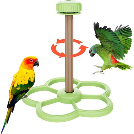 Perchoir à oiseaux, cage tournante en forme d'éolienne pour perruches, calopsittes et conures, activité d'éveil sensoriel pour l'intérieur ou la fenêtre (1/5)