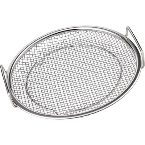 Égouttoir à huile de friture, outil de filtre en acier inoxydable pour aliments frits rond 22cm avec poignée. (1/5)