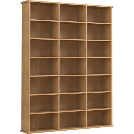 Ebuy24 – Bibliothèque Megosa M 136x105x19 cm – 21 compartiments ouverts – Pour 800 CD ou 400 DVD – Étagère en hêtre – Style moderne