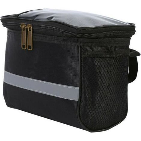 Sac de vélo multifonctionnel vélo de montagne vélo imperméable à l'eau - Sacoche de guidon pliable de grande capacité pour VTT noir (1/4)