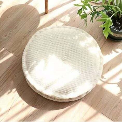 Coussin de Chaise Rond 40 cm - Housse en Tissu Blanc pour Intérieur, Bureau, Cuisine et Jardin - Lot de 1 (1/4)