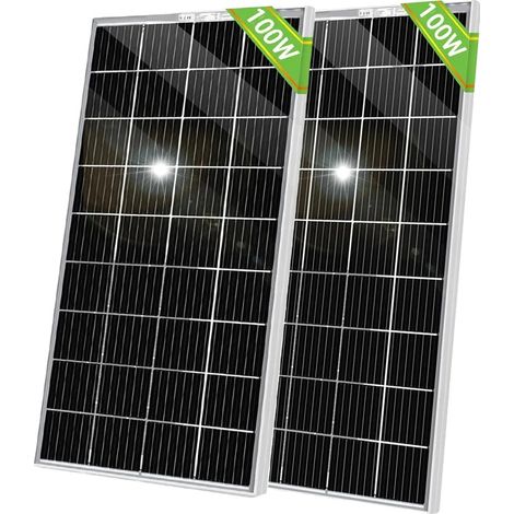 Panneau Solaire, Monocristallin, Haute Efficacité, 2pcs 100w (1/2)