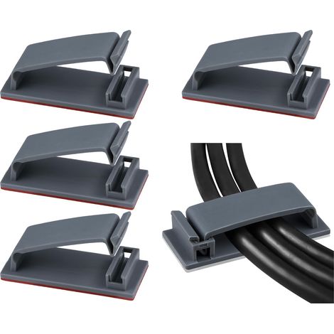 Cable Clips - Auto-Adhésifs Polyamide 66 - Pour Câbles Ethernet Alimentation Audio Vidéo - Bureau Maison Centre De Données - 50 Pièces (1/5)