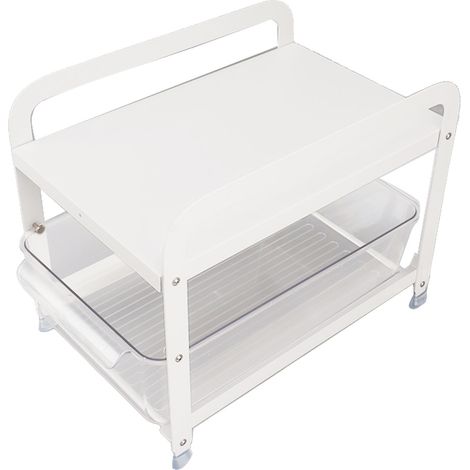 Étagère de rangement pour tasses à 2 niveaux coulissante, organiseur de comptoir multifonctionnel, support de rangement de bureau pour la maison ou le bureau, blanc (1/5)