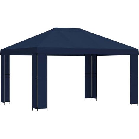 Gazebo 4m x 3m, fibre de polyester bleue et acier, 190 g/m² (1/5)