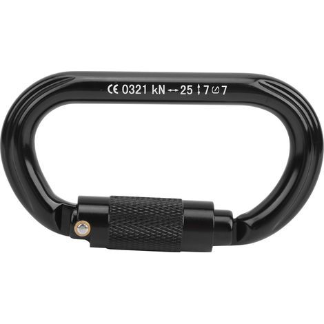 Mousqueton de sécurité 25KN pour escalade et sauvetage, boucle en D (Noir) (1/5)