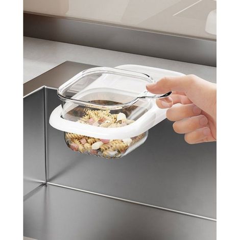 Égouttoir et passoire d'évier avec ventouse et panier amovible - Pour légumes et déchets alimentaires - Rouge (1/4)