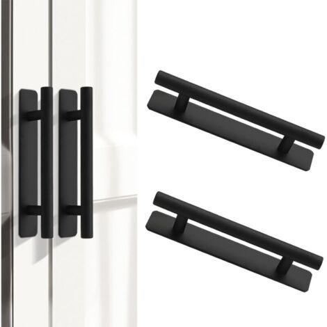 2 maniglie autoadesive in alluminio per mobili, 150 mm, ideali per cucina, camera da letto, porte scorrevoli, cassetti e pomelli (neri)