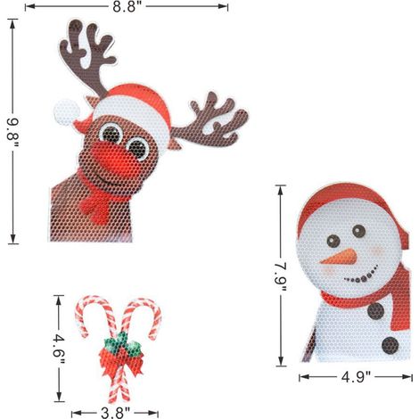 Autocollant Magnetique De Noël - Santa Réfléchissant - Pour Réfrigérateur Porte De Garage Voiture - Set De Décorations Magnétiques PVC (1/4)