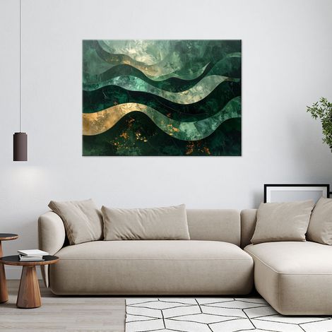 Wandbild Abstrakte Wellen grün gold 60x40 (1/4)