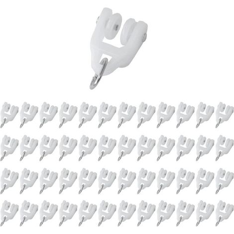 Roulettes pour Rideaux Lot de 48 Galets Coulissants à Double Roue en Plastique pour Rails Intérieurs et Extérieurs - (1/4)