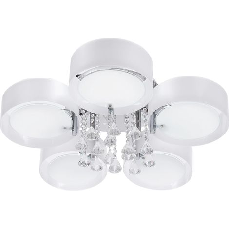 LED Kristall Deckenleuchte Deckenlampe E27 Modern Kronleuchter Beleuchtung Wohnzimmer mit Fernbedienung