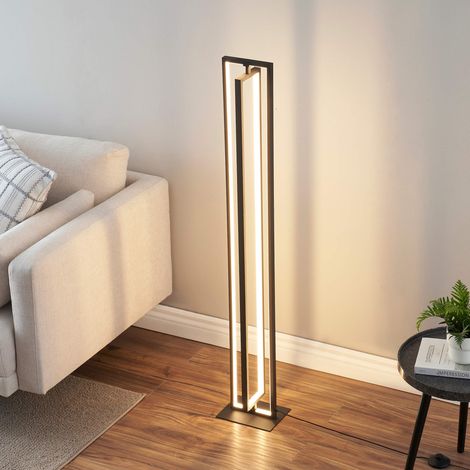 Lampadaire d'interieur noir rectangulaire LED dimmable - Otso