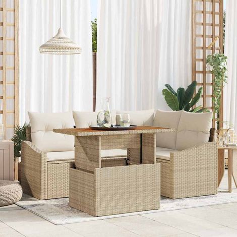 Garten Essgruppe mit Kissen Beige und Creme 100 x 55 x 73 cm vidaXL (1/5)