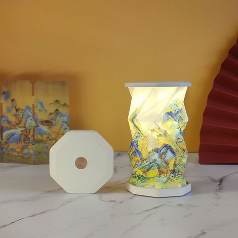 Lampe intelligente pliable et portable à commande tactile, 1 pièce, rechargeable par USB, avec gradation tactile, style chinois, convient pour chambre et salon, idée de cadeau de voyage créatif pour c (1/5)