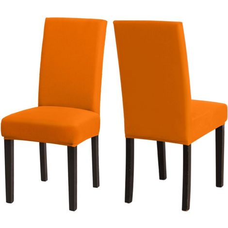Stuhlhussen 2er Set Orange, Stretch Esszimmer Stuhlbezug, Waschbar (1/5)