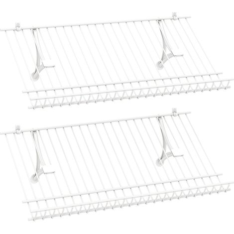 COSTWAY Set di 2 Scaffali a Muro, 61 cm Porta Scarpe in Metallo, Kit Organizzatore di Stoccaggio, 4 Supporti in PVC, Unità di Mensole Personalizzabile per Lavanderia Camera da Letto, 61x30x2,5 cm (1/5)