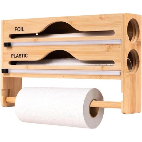 Distributeur de papier aluminium avec coupe-papier, double compartiment, couleur naturelle