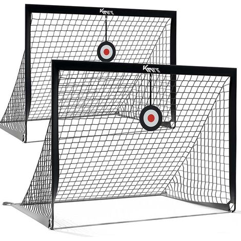 AREBOS Set 2 porte calcio 120x90 cm con bersagli, resistente alle intemperie, incl. borsa e picchetti giardino (1/5)