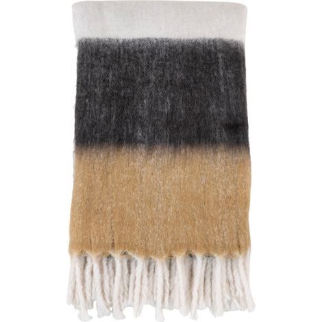 MEMET - Plaid Blanc Noir et Marron 170x130cm (1/4)