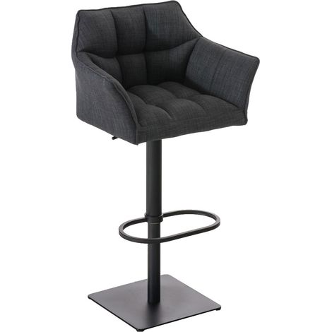 Sgabello da bar Damaso con rivestimento in tessuto grigio scuro nero (1/5)