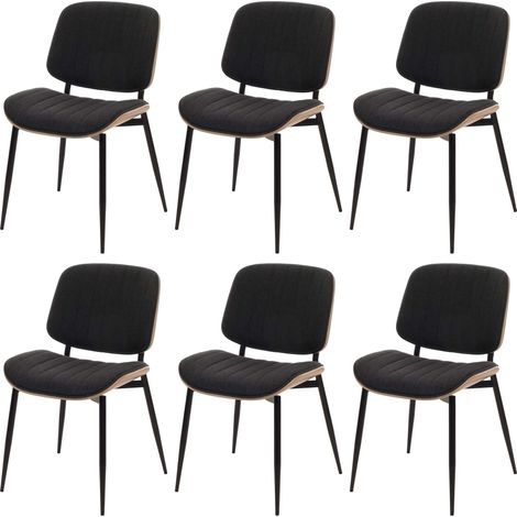 Lot de 6 chaises de salle à manger HWC-O44 chaise de cuisine tissu en bois courbé (370g/m2) ko-Tex MVG - naturel gri (1/5)