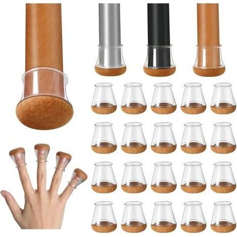 Protection Pied de Chaise, 20 pièces Petits protecteurs de Sol en Silicone Transparent avec Feutre enveloppé, Couvre-Jambes de Chaise Capuchons de Jambe de Chaise en Silicone, diamètre 14-20mm (1/5)