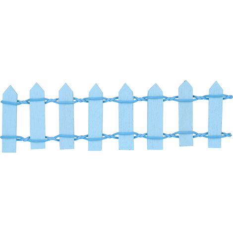 Clôture miniature bleue pour jardin de fées - Décoration maison de poupée en bois (1/5)