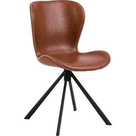 Poltrona imbottita in ecopelle marrone, stile loft retrò (1/5)