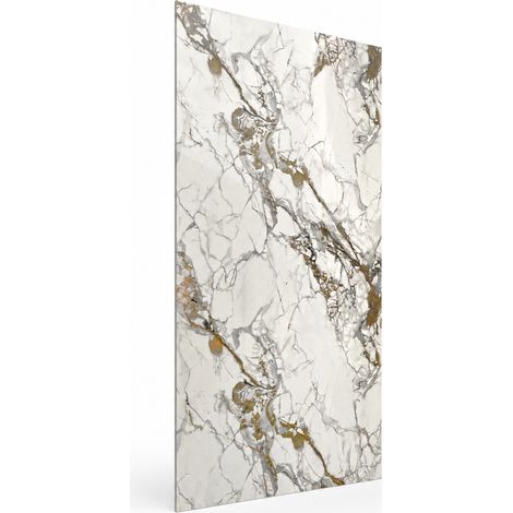 Pannello bianco oro marmo Calacatta Or 250 x 120 cm 100% impermeabile Doccia, bagno e cucina