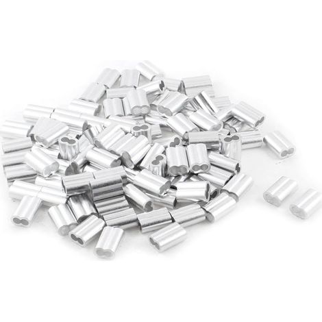 Manchons d'embouts en aluminium argenté, 100 pièces, pour acier inoxydable 6mm