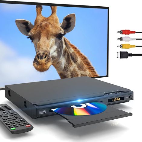 Lecteur DVD pour Fernseher 1080p HDMI Lecteurs DVD Multi Région Prise en charge PAL/NTSC, lecteur DVD avec ports karaoké, entrée USB, câbles HDMI et AV (1/5)