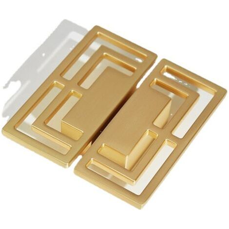 Sollbry Lot de 6 poignées de tiroir dorées pour placard TV, meuble TV, élégantes poignées en cuivre doré, motifs chinois modernes de bon augure à double trou 32 mm (1/4)