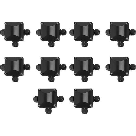3-Wege-Anschlussdose, wasserdicht für Außenbeleuchtung, 10er-Pack, schwarz (1/5)
