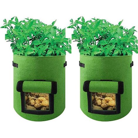 Sacs de culture de pommes de terre, 2 PCS 4 gallons, sac de culture robuste, Pots en tissu avec poignées (1/5)