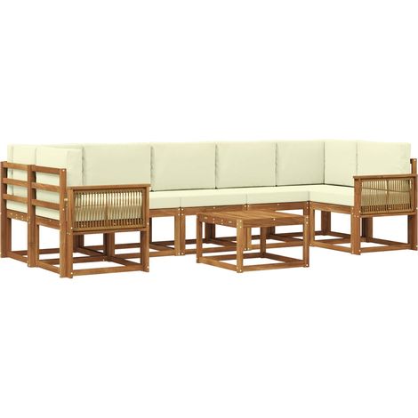 Outdoor Sofa Set 8 pcs Natural and Cream Polyester vidaXL (1/5)