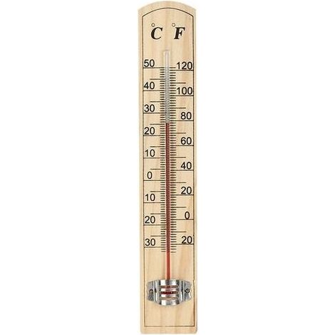 Thermomètre intérieur Marron Thermomètre à effet de serre en pin -30℃+50℃/-20℉+120℉ (1/3)
