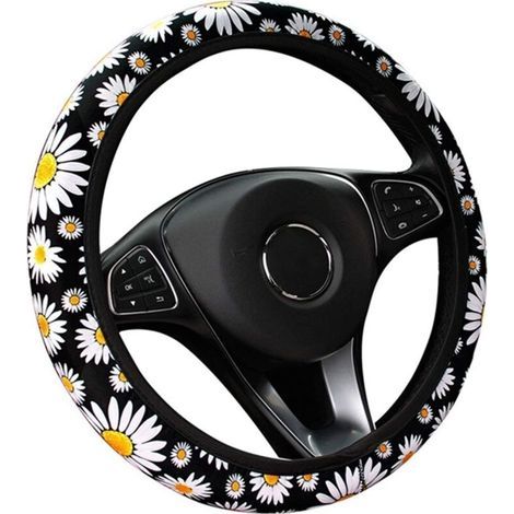 Car Steering Wheel Cover, Cute Daisy Flower Car Interior Decoration, Knitted Steering Wheel Cover, Universal Car Accessories, Wheel Cover without Inner Ring (1/4)