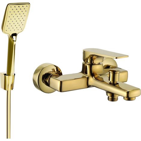 Mexen Lynx R62 rubinetteria per vasca con set doccia, dorato - 74593R62-50 (1/3)