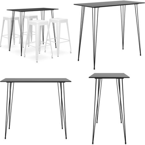 Ensemble de bar 5 pcs Noir et blanc - Ensemble De Bar - Meuble De Salle À Manger - Table De Bar - Tabouret De Bar - Mobilier Moderne - Home & Living