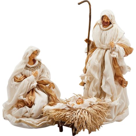 Natività completa "King" da 70 cm statue per presepe vestiti in tessuto Champagne (1/2)