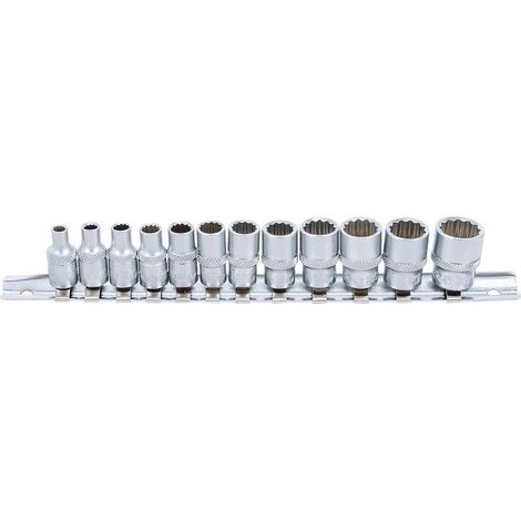 Jeu de Douilles 6,3 mm (1/4) - 12 pcs, Douze Pans - Acier Résistant - Précision et Polyvalence - D-Work (1/5)