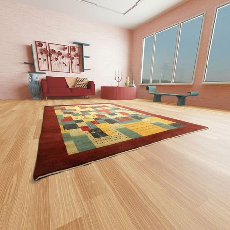 Tapis Loribaft Tapis Awaro - Tapis en laine - 140x70cm, Rectangular - 92% Laine vierge, 8% Soie - Noué main - Rouge